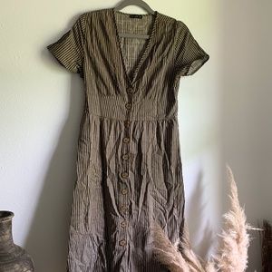 Cotton On Olive woven cherry button front midi dress